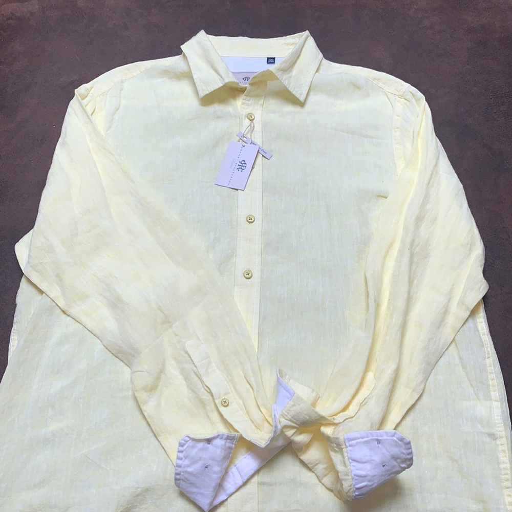 Report Collection Resort Size XL L/S linen shirt.